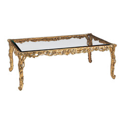 Inviting Home Inc. - Carved Wood, Gold Leaf Coffee Table - Coffee Tables