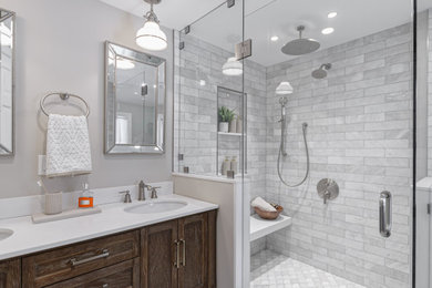Example of a transitional bathroom design in Boston
