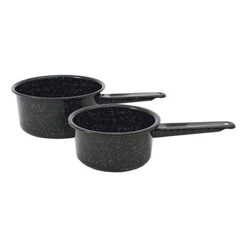 Granite-Ware® 6148-2 Porcelain-On-Steel Saucepan Set, Black, 1 & 2 Qt, 2-Piece
