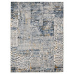 Amer Rugs - Cairo Collins Ivory/Blue Polyester Blend Area Rug, 7'10"x10'10" - Free-flowing like the Nile, this modern area rug features abstract and geometric patterns mixed together to create a beautiful piece of floor art. The high-low pile height adds drama and movement, and its polyester fiber blend adds superior softness underfoot. Power-loomed in Egypt, this area rug promises exceptional quality, easy care, and will envelop your space in cool, modern comfort.