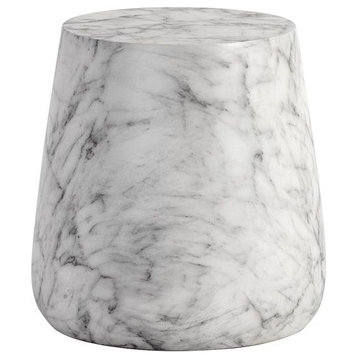 Aries Side Table, Marble Look, White