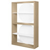 Zero Contemporary Unique Wood Book Shelf Display, Light Oak/Pure White