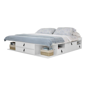 Memomad Bali Storage Platform Bed with Drawers (Queen Size, Off White)