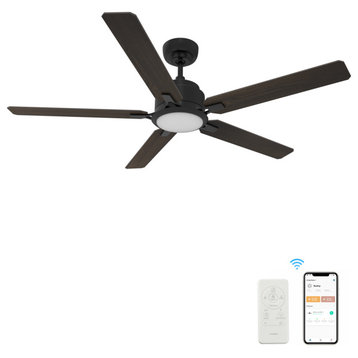 CARRO Smart Voice Control Ceiling Fan With Dimmable LED Light and Remote, Black, 52 Inch
