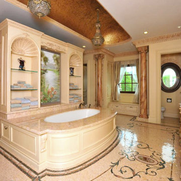 Bathroom Floor Floral Mosaic Border