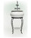 32" Tall Outdoor Antique Metal Sink Water Fountain and Stand, White