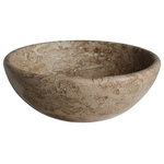 TashMart - Classic Natural Stone Vessel Sink, Noce Travertine - The Classic Vessel Sink is a popular choice for those seeking a natural stone sink for their bathroom project. This sink is available in limestone, light travertine, antico, beige marble and white (Afyon) marble.