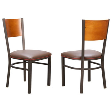 Linon Hoda Metal Side Chairs Set of Two in Brown