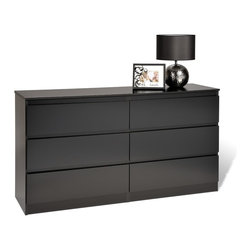 Prepac Avanti Six Drawer Dresser in Black - Dressers
