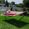 Sunnydaze Quilted Spreader Bar Hammock and 12' Stand, Canyon Sunset