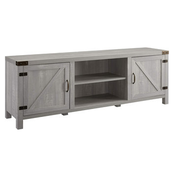 70" Farmhouse Barn Door TV Stand - Stone Grey for 80" TVs