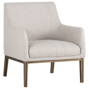 Sunpan Modern 102584 Lincoln Lounge Chair Rustic Bronze Beige Linen