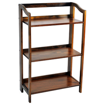 Stratford 3-Shelf Folding Bookcase, Warm Brown, 3-Shelf