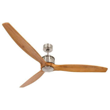 Lucci Air Akmani 60" DC Ceiling Fan, Brushed Chrome and Teak