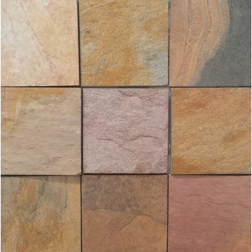 Indian Sunrise Slate Tiles, Natural Cleft Face/Back Finish, 16"x16", Set of 24
