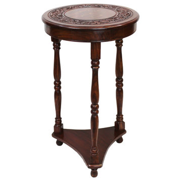 Natural Geo Decorative Wooden Carved Accent Table