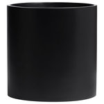 Root and Stock - Root And Stock Brea Round Cylinder Planter, Black, D:12" X H:12" - The Brea Round Cylinder planters have a contemporary urban flair. The clean lines and simple design allows the planters to accentuate any indoor and outdoor space. It looks great on a table, floor, or even a plant stand. The Brea planters can accommodate a variety of plants and is an elegant way to add greenery to any space.