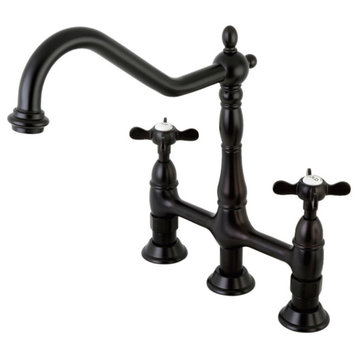 Bridge Kitchen Faucet, Brass Sprayer, Oil Rubbed Bronze