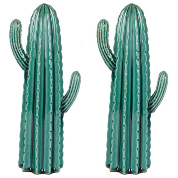 Lot of 2 Saguaro Ceramic Cactus Accent 5x3.5x12.5"