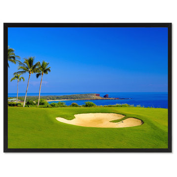 Coastal Golf Course Photo Print on Canvas with Picture Frame, 22"x29"