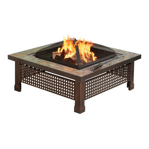 Blue Rhino 34 In Slate And Marble Fire Pit With Copper Tile