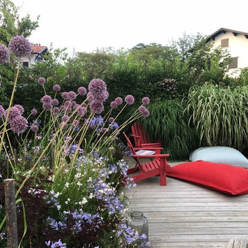 création d un jardin et d une pergola en bois vieilli