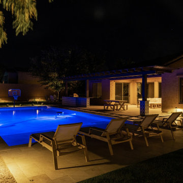 Modern Outdoor Living Design with  Pool & Fire Pit in Phoenix
