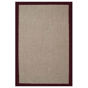 Bordered Handwoven Sisal Style Jute Rug, Dark Cherry, 8'x10'