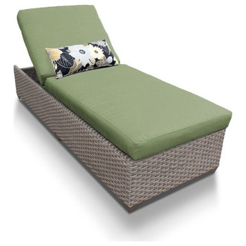 TK Classic Oasis Wicker Patio Chaise Lounge in Green