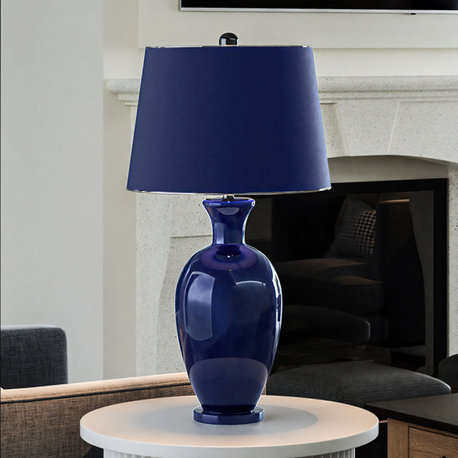 Glam Table Lamp 18''W x 18''D x 34''H, Navy Blue and Black Nickel Finish