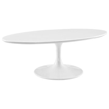 Modway Lippa 48" Oval-Shaped MDF Wood Top Coffee Table in White