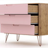 Manhattan Comfort Rockefeller Mid-Century Modern Dresser, Pink, Single