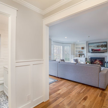 From the kitchen you can easily see into the living room now that the opening ha