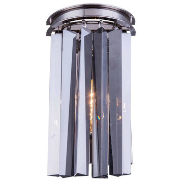1208 Sydney Collection Wall Lamp, Polished Nickel, Silver Shade/Gray