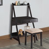 Wooden Writing Desk With Stool Set, Black