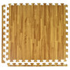 24"x24" Wood Grain and Cork Interlocking Foam Floor Tiles, Set of 25, Light Wood