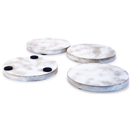 Sprayed Latels White Round Coasters, Set of 4