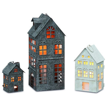 3 Piece Town House Candle Lanterns