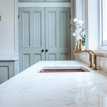 Quartz Counter Top With Brass Taps