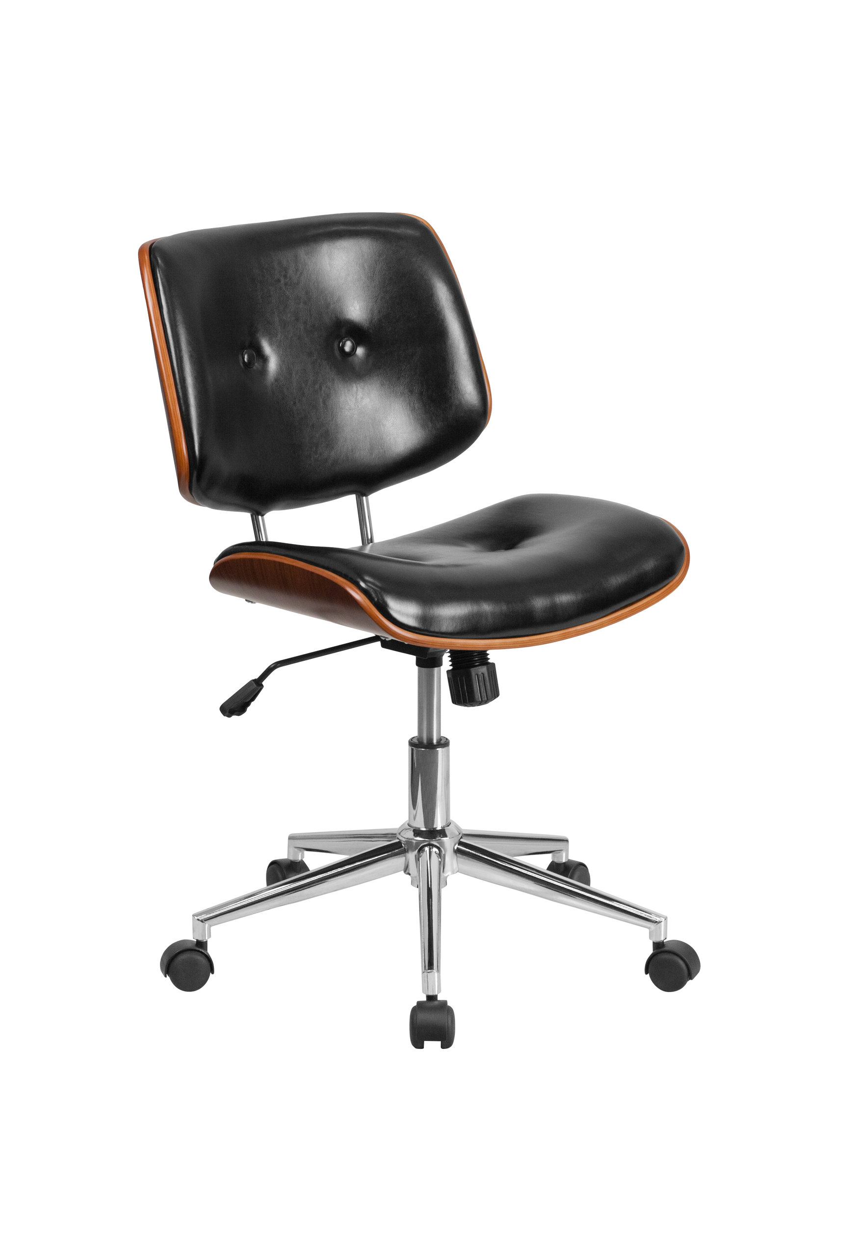 Flash Low Back Black LeatherSoft Ergonomic Wood Swivel Task Chair - SD ...