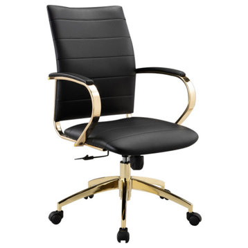 Office Chair With Gold Base, Black