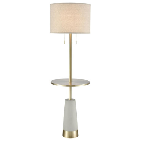 Below the Surface 2 Light Floor Lamp, Polished Concrete With Antique Brass