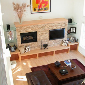 Split Face Brick Fireplace