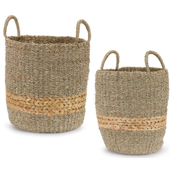 Basket, 2-Piece Set, 12"Dx13"H & 14.5"Dx14.75"H Seagrass