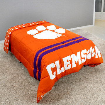 Clemson Tigers Reversible Big Logo Soft and Colorful Comforter, Twin
