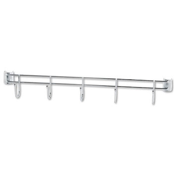 Hook Bars for Wire Shelving, 5-Hook, 24", Silver, 2 Bars/Pack