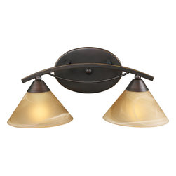 ELK Lighting - ELK Lighting Elysburg 2-Light Vanity, Aged Bronze and Tea Stained Glass - Bathroom Vanity Lighting