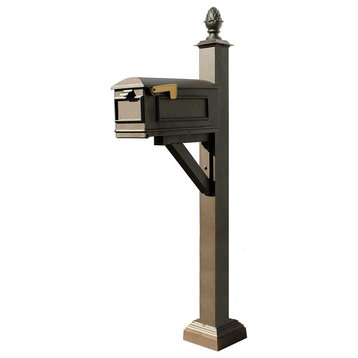 Westhaven System-Lewiston Mailbox, Square Collar, Pineapple Finial, Bronze