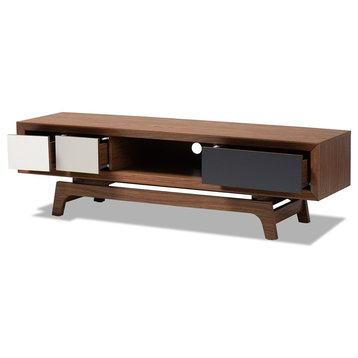 Mid-Century Modern Multi-color Finished Wood 3-Drawer TV Stand