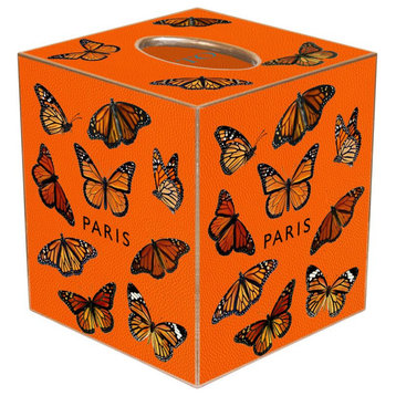 Paris with Monarchs Orange Tissue Box Cover